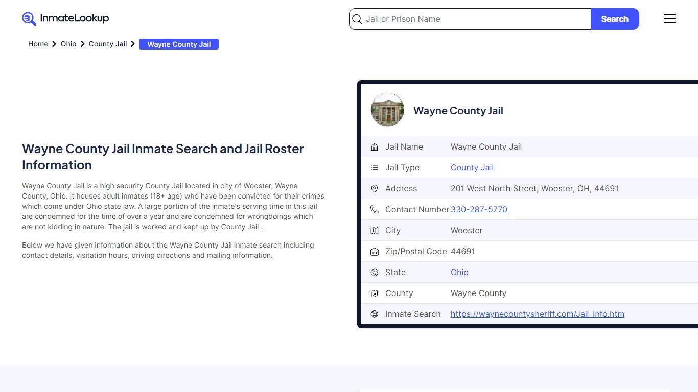 Wayne County Jail Inmate Search and Jail Roster Information - Inmate Lookup